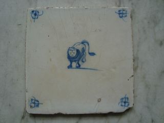 Delft Tile With Lion Approx.  1760 photo