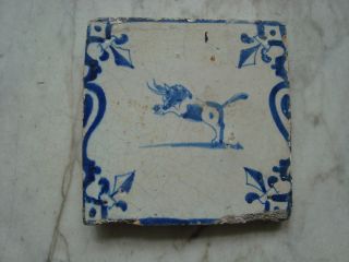 Delft Candelabra Tile With Jumping Bull Approx.  1650 photo