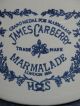 1 Gallon James Carberry Marmalade Blue Advertising Decorated Stoneware Crock Crocks photo 2