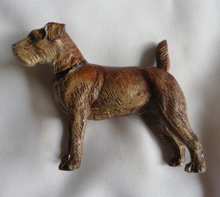 Antique Spelter Cold Painted Airedale Terrier Dog Figurine Made In Germany photo