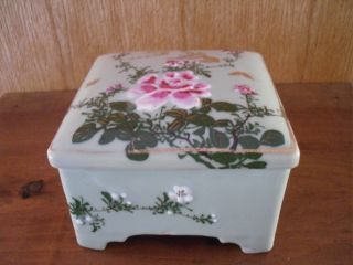 Hand Painted Antique Porcelain Jewelry Box (two Peices) photo