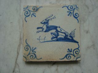 Delft Tile With Deer Approx.  1640 photo