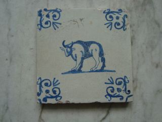 Delft Tile With Bull Approx.  1650 photo