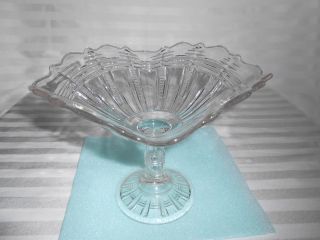Rare Eapg Riverside Glass Clear Compote Dish 7  Tall photo