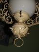 Vintage Antique Wrought Iron Light Fixture Hanging Lamp Rustic Sphere Cage Lamps photo 2