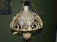 Vintage Antique Wrought Iron Light Fixture Hanging Lamp Rustic Sphere Cage Lamps photo 5