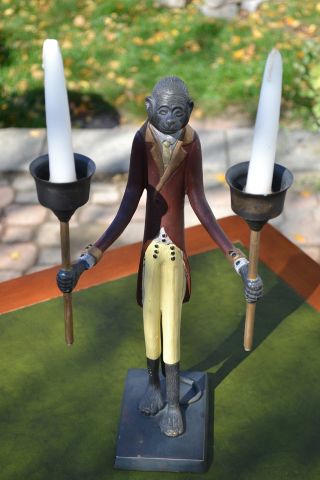 Bronze Cast Monkey Butler Candle Holder 16 