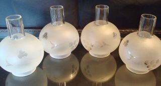 Antique Gas Glass Lamp Shades Cut Glass Frosted Set Of 4 2 1/4 Inch Fitter photo