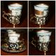 Vintage Arnart Japan Blue Porcelain & Brass Demitasse Cups & Saucers Set - 18 Pcs Cups & Saucers photo 9