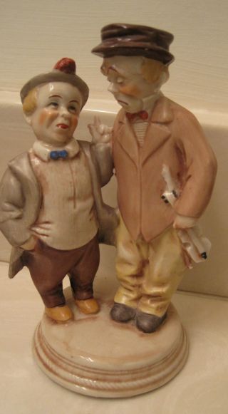 Fine Quality Vintage German Porcelain Statue Of Two Men And A Violin photo