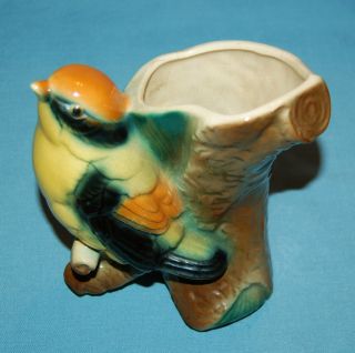 Vintage Porcelain Ceramic Royal Copley Pottery Warbler Bird Figurine/planter photo