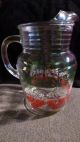 Antique 50 ' S Era Glass Pitcher With Painted Strawberry Pattern Pitchers photo 2