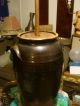 Antique 19th Century Manganese Brown Glaze Redware 5 Gallon Butter Churn Crocks photo 2