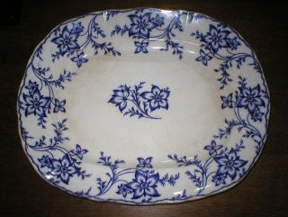 Antique Flow Blue Minton Platter 1883 Anemone Pattern Huge 17 1/2 