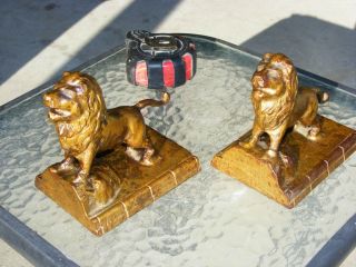 Antique Cast Iron Lion Bookends photo