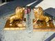 Antique Cast Iron Lion Bookends Metalware photo 2