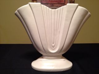 Rare Haeger Pottery White Ceramic Vase photo