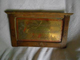 Antique 20 ' S Brass Etched In Oak Frame Mothers Word Saying In Dutch photo
