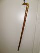 1 Antique German Black Forest Rosewood Knotstick With Red Deer Antlers Grip Other photo 1