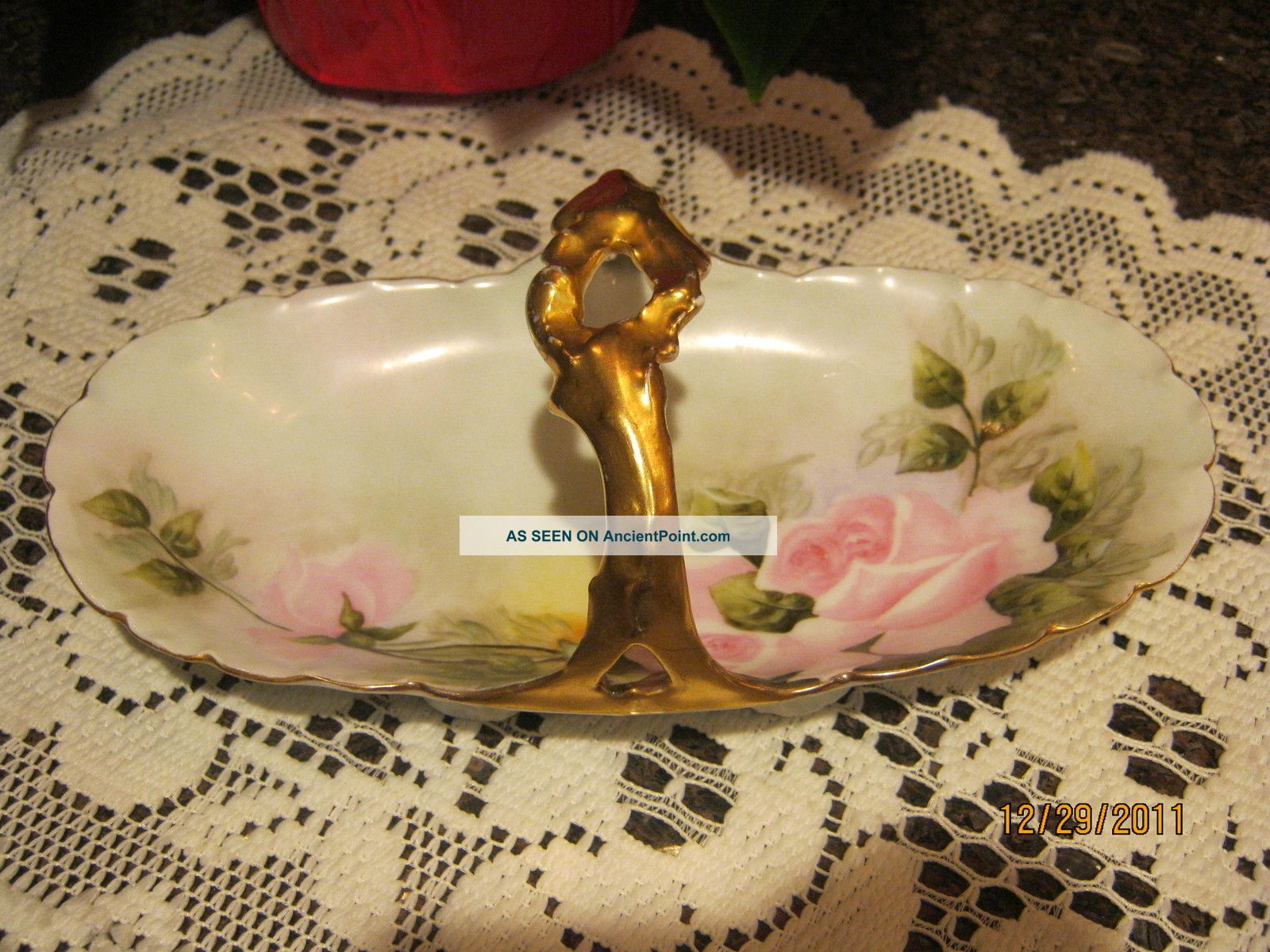 Pt Bavaria Tirschenreuth Hand Painted Basket Signed Mrs N Franklin Schlegel 1909 Plates & Chargers photo
