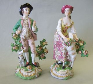 Pair Of Derby Figures,  Antique English Porcelain 19th C photo