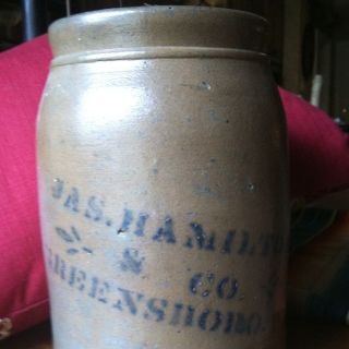 Stoneware Crock Jar Cobalt Jas Hamilton & Co Greensboro,  Pa. photo