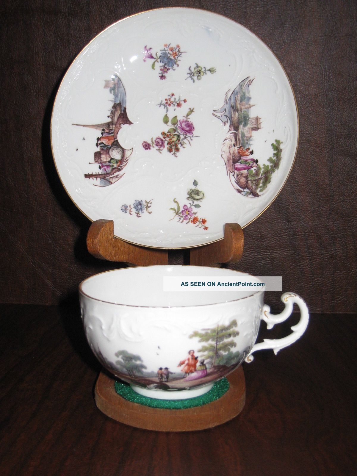 Antique Porcelain Meissen Teacup And Saucer.  C.  1750 Cups & Saucers photo