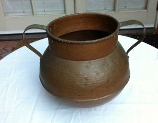 Handmade Antique Hammered Copper Bowl Planter photo