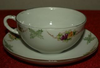 Vintage Rare & Beautifully Hand Painted Nippon E - Oh Tea Cup & Saucer Roses photo