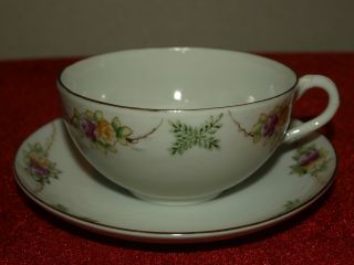 Vintage Rare & Beautifully Hand Painted Nippon E - Oh Tea Cup & Saucer Roses photo