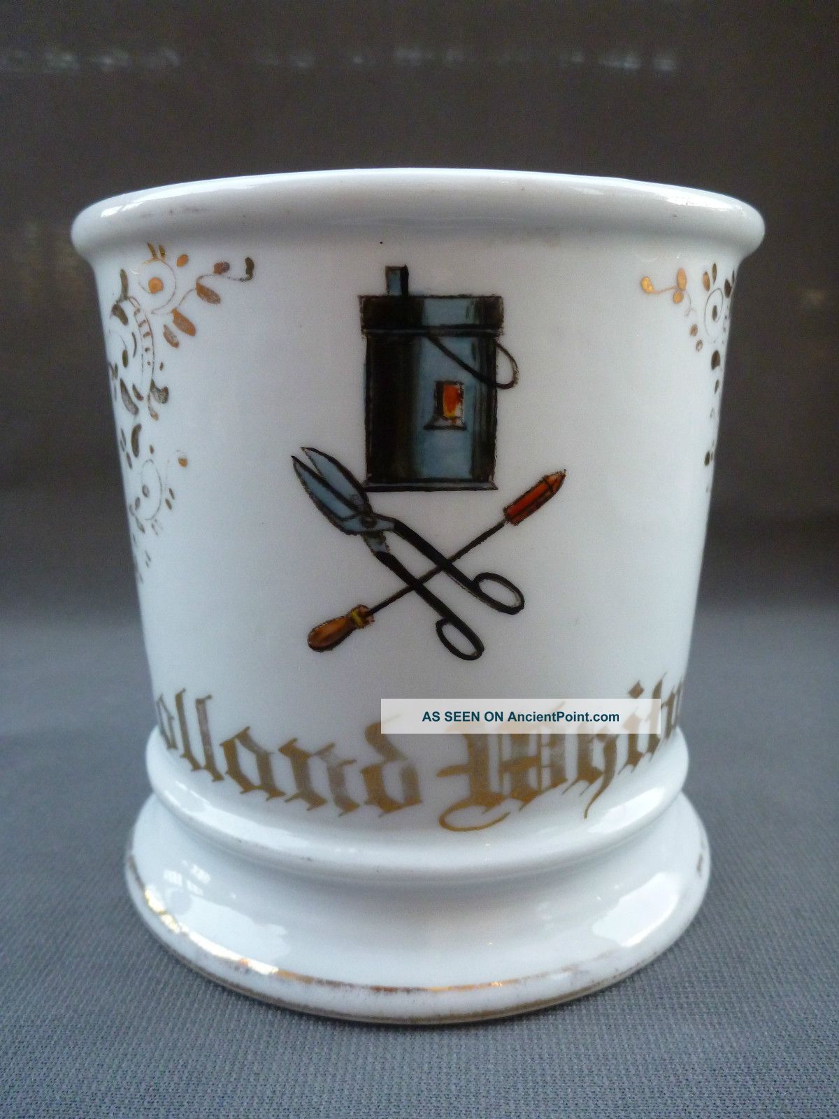 Antique Porcelain Occupational Barbers Shaving Mug Tin Smith Marked Austria Mugs & Tankards photo