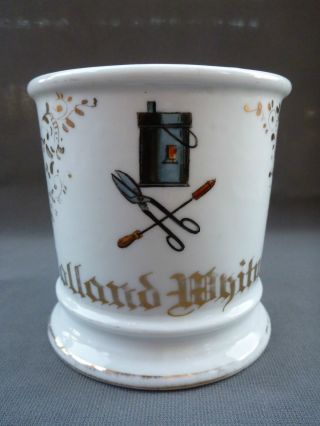 Antique Porcelain Occupational Barbers Shaving Mug Tin Smith Marked Austria photo