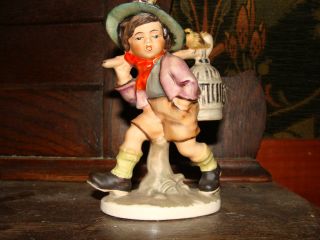 Boy On His Way With Birds,  Porcelain Figure By Friedel Of West Germany photo