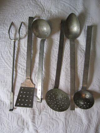 Vintage Antique French Large Cooking Utensils - Numbered photo