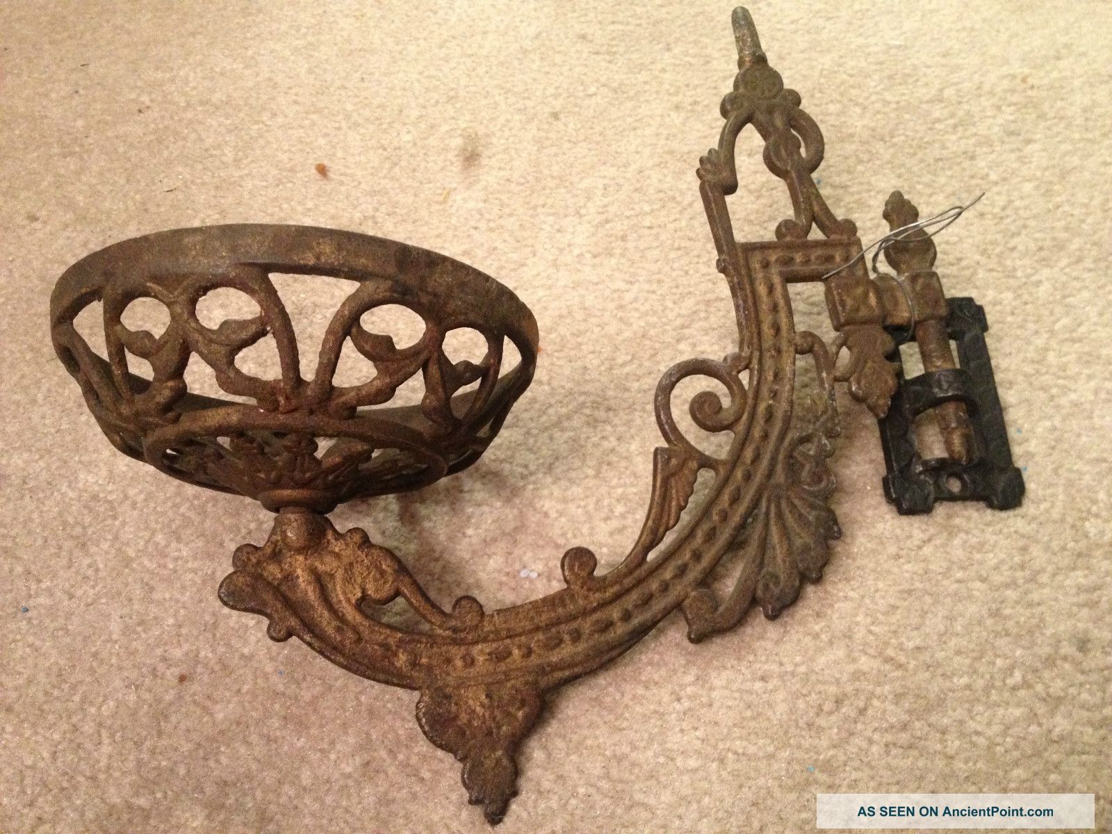 Antique Ornate Cast Iron Wall Sconce - Metalware photo