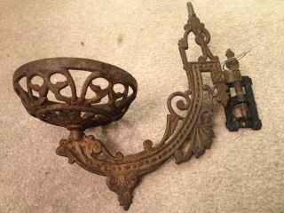 Antique Ornate Cast Iron Wall Sconce - photo