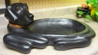 Hand Carved Wooden Bowl - Black Labrador Retriever Design Artist Signed Andy Pouch photo