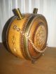 Souvenir Wooden Vessel For Wine Or Brandy Decorated With Ornaments - Ethnographic Bowls photo 1
