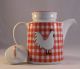 Red & White Check Rooster Ceramic Pitcher 1960 