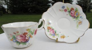 Royal Stuart Teacup & Saucer - Victorian Flowers photo