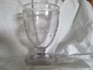 Antique Clear Etched Design Light Purple Glass Vase Goblet photo