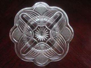 Clear Glass Butter Or Cheese Ball Dish,  Rlarge Round Center,  Scalloped Edges photo