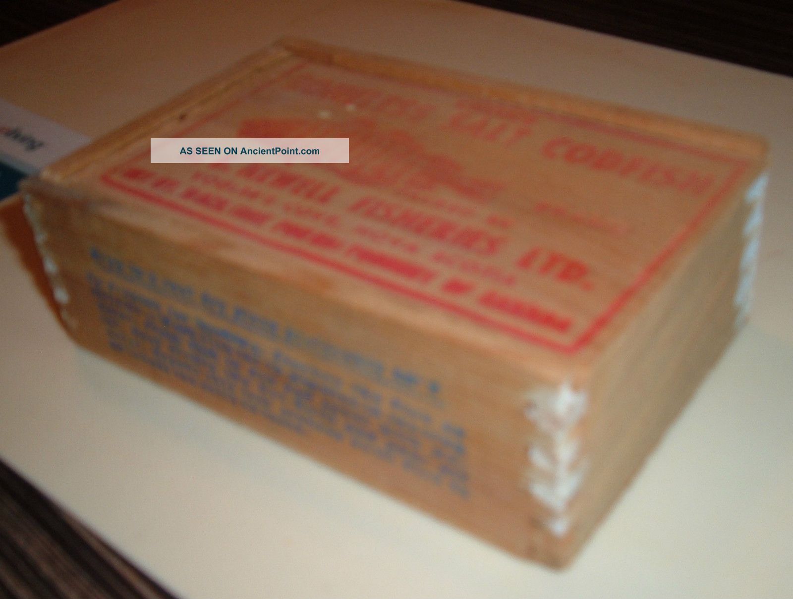 Collectible Wooden Box Salt Codfish,  R.  E.  Newell Fisheries Ltd,  Nova Scotia Boxes photo