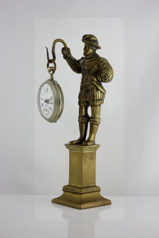 Magnificent Antique Dutch Knight Pocket Watch Holder Bronze photo