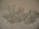 6 Pc.  Clear Glassware,  1 - Trinket Holder,  1 - Sm.  Pitcher,  4 - Candle Holders, Other photo 1