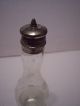 Vintage 1890s Eapg Tall Cruet Bottle For Castor Stand Etch Thumbprint Metal Cap Decanters photo 3