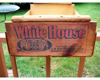 Vintage White House Wood Melon Crate Painted Label Primitive Wooden Los Angeles photo