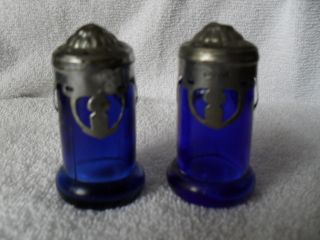 Vintage Cobalt Blue Salt And Pepper Shakers photo