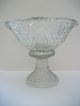 Button And Daisy Punch Bowl Set/pedestal/cups/clear Pressed Glass Feels Like Cut Bowls photo 1