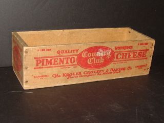Vintage Kroger Grocery Pimento Country Club Cheese Wooden Box By Cincinnati Ohio photo